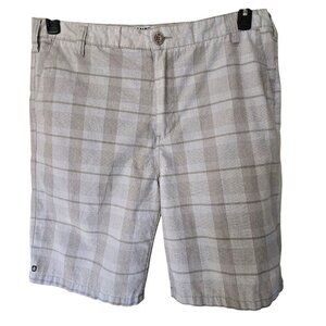 Mens Shorts Micros Brand Bermuda Style Plaid Shorts Men's Size 38 Beige Brown
